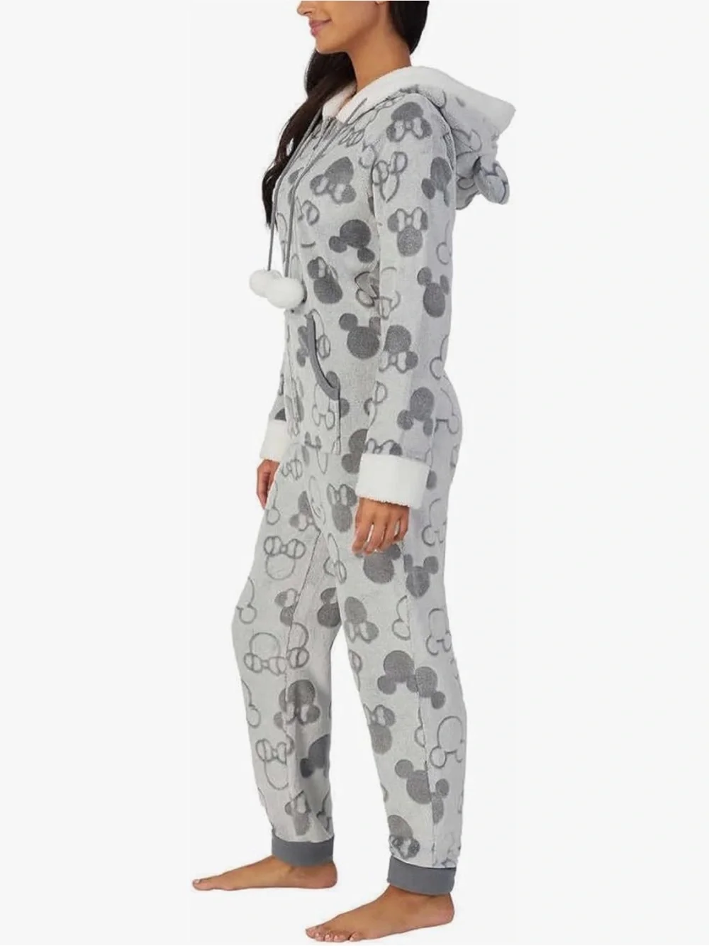 Disney Midweight Hooded Mickey Minnie Onesie One Piece Pajama Size Medium - Picture 2 of 10